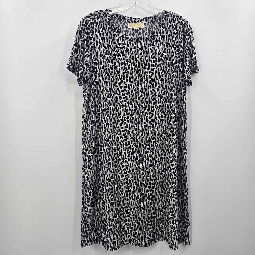 Michael Michael Kors Dress Womens MLeopard Print Dress Grey Black Animal